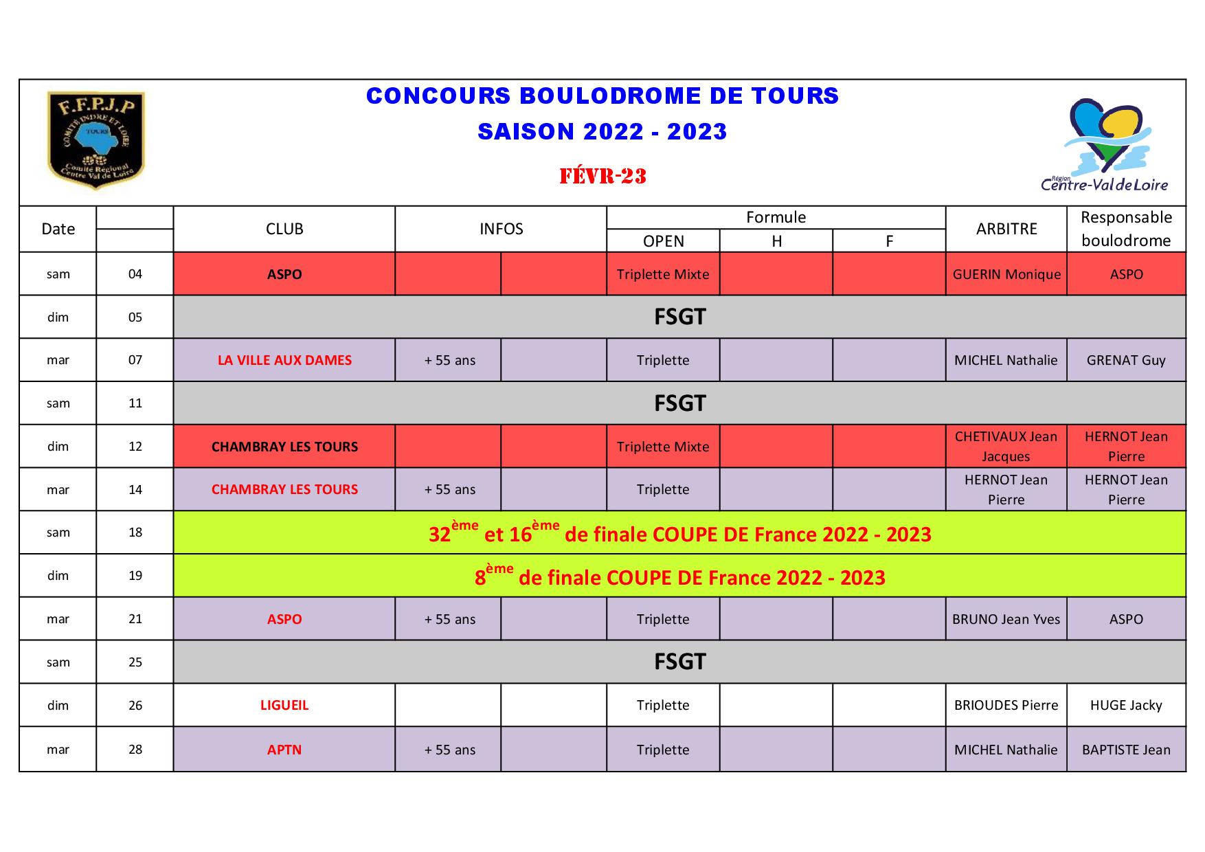 Calendrier Boulodrome 2022   20235
