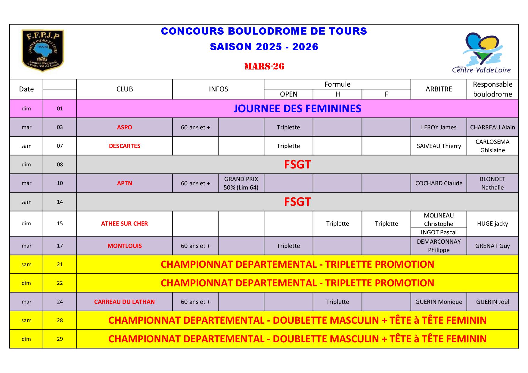 Calendrier Boulodrome 2025   20266